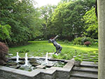 view from pergola to large lawn